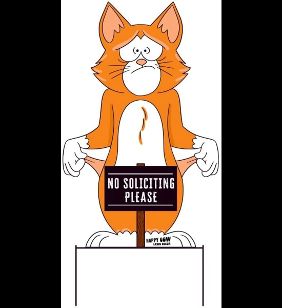 No Soliciting Cat Metal Lawn Sign