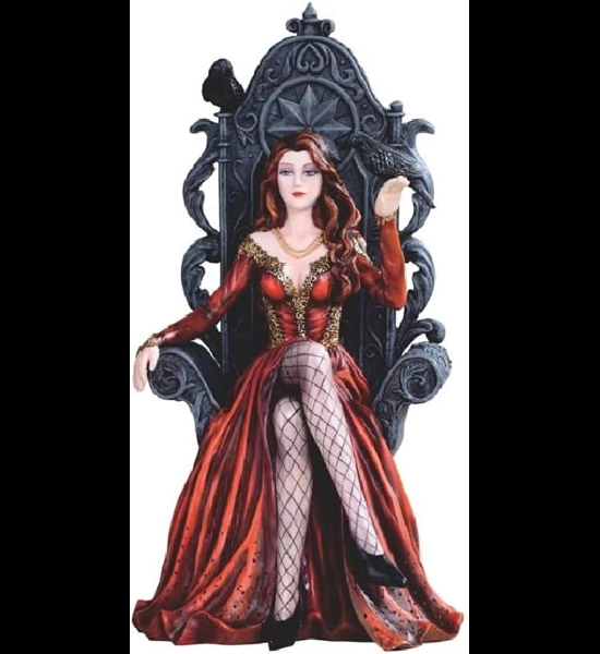 12" Red Witch On Her Throne Statue