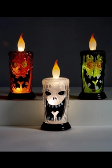 3 PC Acrylic LED Halloween Candle Set