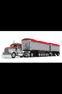 Kenworth W900L W/Dual Dump Trailers 1/64 Diecast