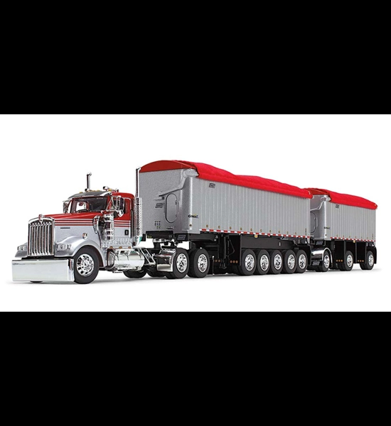Kenworth W900L W/Dual Dump Trailers 1/64 Diecast