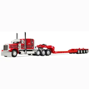 Anty Trucking Peterbilt Model 379 Sleeper With Lowboy Fliptail Trailer 1/64 Diecast