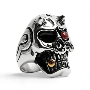 Devil Skull W/Red CZ Cigar Ring