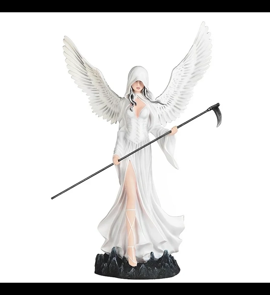 24" Dark Angel In White Walking Scythe Figure