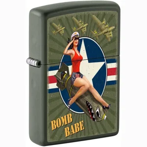 Pin-Up Bomb Babe Green Matte Zippo Lighter