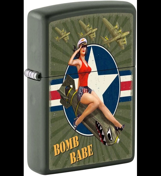 Pin-Up Bomb Babe Green Matte Zippo Lighter
