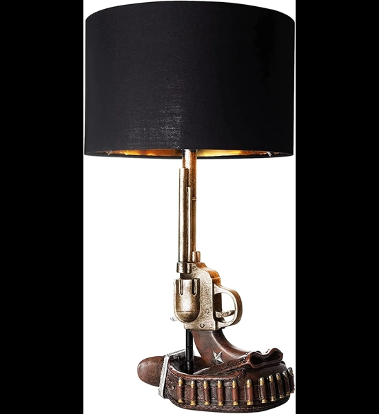 Revolver Six Shooter W/Ammo Base Lamp