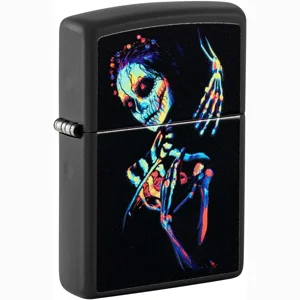 Colorful Skeleton Girl Black Light Zippo Lighter