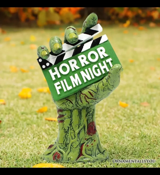 Horror Film Night Solar Zombie Hand 10" Statue