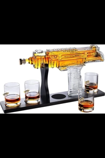 UZI Whiskey Decanter W/4 Glasses Set