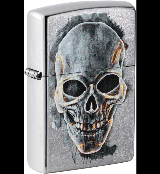 Skull Watercolor Chrome Zippo Lighter
