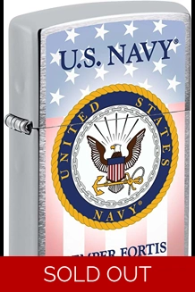 U.S. Navy Semper Fortis Brushed Chrome Zippo Lighter