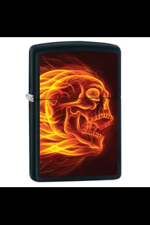 Flaming Skull Matte Black Zippo Lighter