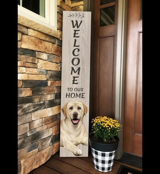 Yellow Lab 48" Wood Welcome Sign