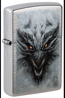 Medieval Dragon Linen Weave Iron Stone Zippo Lighter