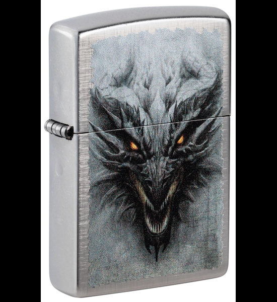 Medieval Dragon Linen Weave Iron Stone Zippo Lighter