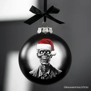 Zombie Portrait Glass Ornament