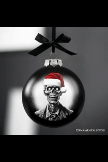 Zombie Portrait Glass Ornament