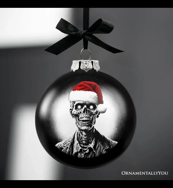 Zombie Portrait Glass Ornament