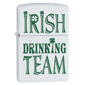 Irish Drinking Team White Matte Zippo