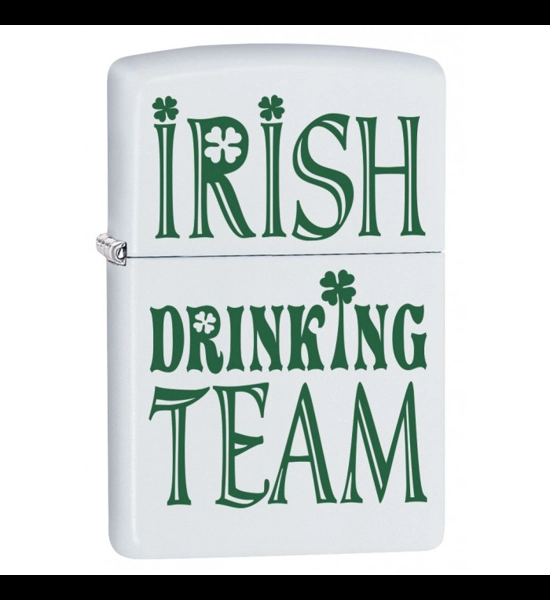 Irish Drinking Team White Matte Zippo