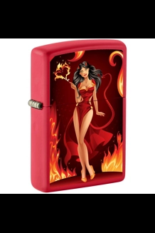 Devil Woman Red Matte Zippo Lighter