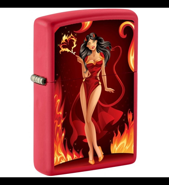 Devil Woman Red Matte Zippo Lighter