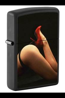 Red Shoe Girl Black Matte Zippo Lighter