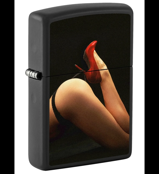 Red Shoe Girl Black Matte Zippo Lighter