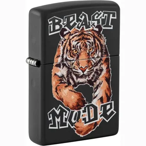 Tiger Beast Mode Black Matte Zippo Lighter