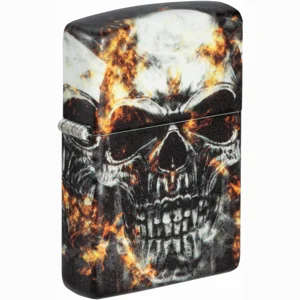 Skulls With Fire Zippo Lighter