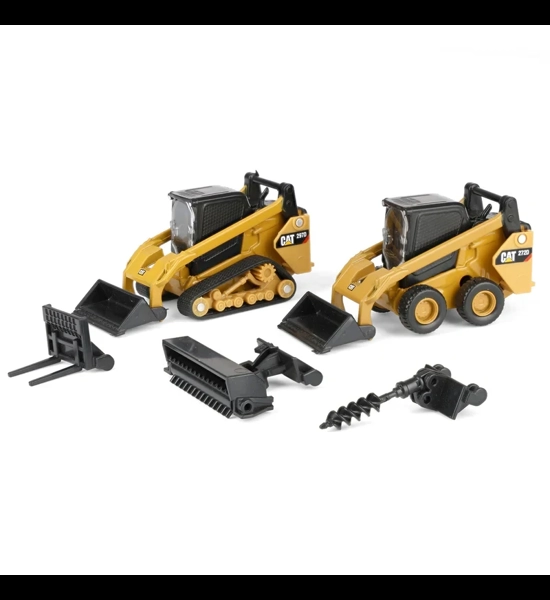 CAT 272 Skid Steer & 297D2 Track Loader W/Attachments 1/64 Diecast