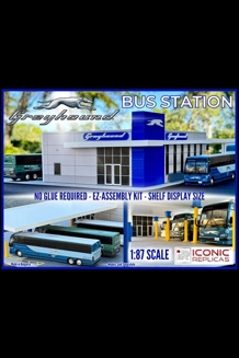 Greyhound Bus Station EZ Assembly Display HO 1/8..