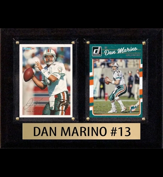 Dan Marino 2 Card 6"x8" Dolphins Wood Plaque
