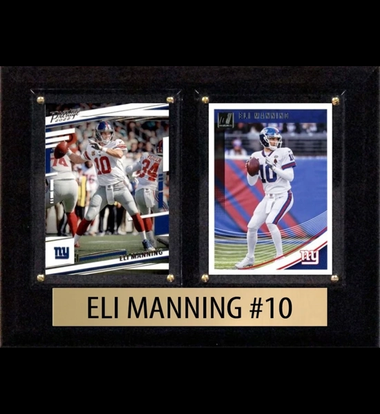 Eli Manning 2 Card 6"x8" Giants Wood Plaque