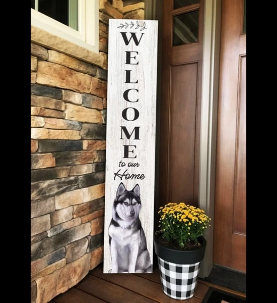 Siberian Husky 48" Wood Welcome Sign