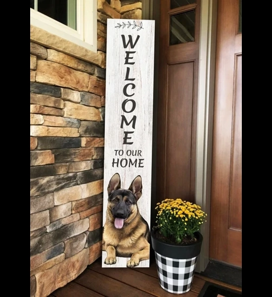 German Shepherd 48" Wood Welcome Sign