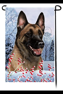 Belgian Malinois Winterberries Garden Flag