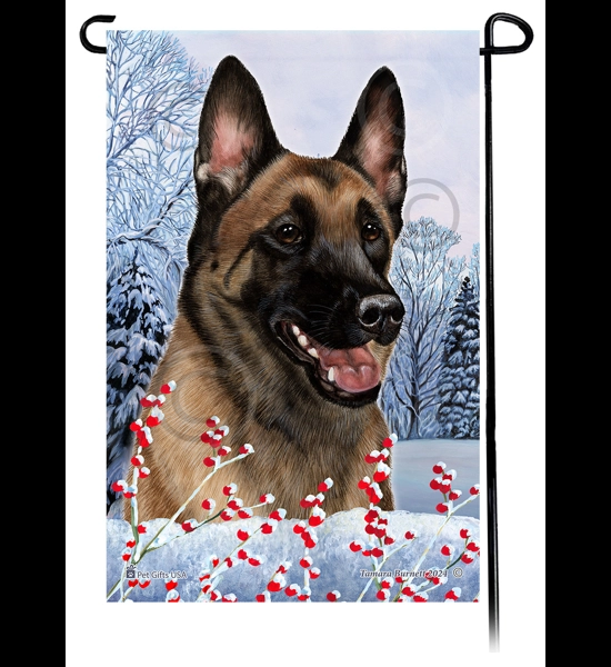 Belgian Malinois Winterberries Garden Flag
