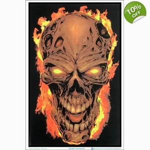 Flaming Skull Blacklight Poster 23