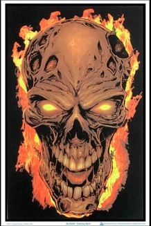 Flaming Skull Blacklight Poster 23
