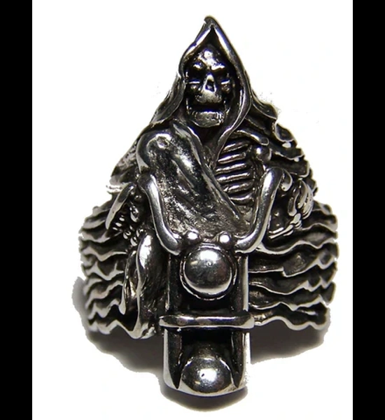 Grim Reaper Riding Motorcycle Ring