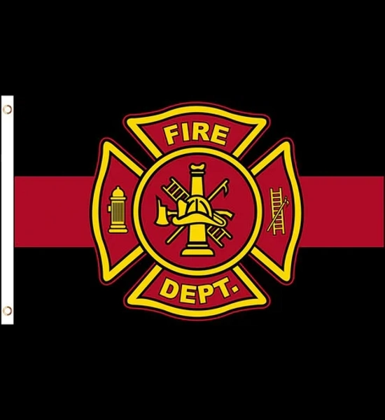 Fire Dept. Black/Red 3' x 5' Flag