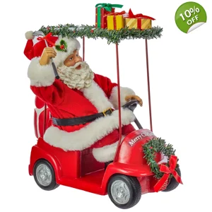 Kurt Adler Fabriche Santa Driving Golf Cart