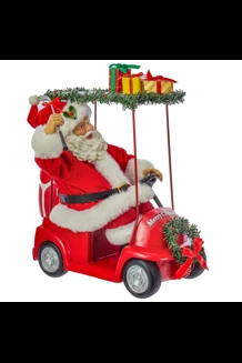 Kurt Adler Fabriche Santa Driving Golf Cart