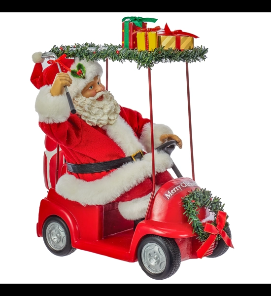 Kurt Adler Fabriche Santa Driving Golf Cart