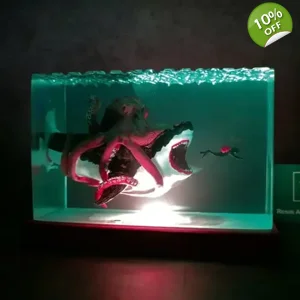 White Shark Giant Octopus Resin Lamp