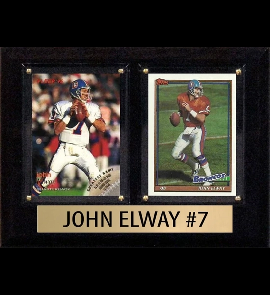 John Elway 2 Card 6"x8" Broncos Wood Plaque