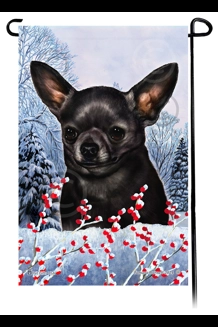 Chihuahua Blk/White Winterberries Garden Flag