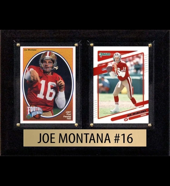 Joe Montana 2 Card 6"x8" 49ers Wood Plaque